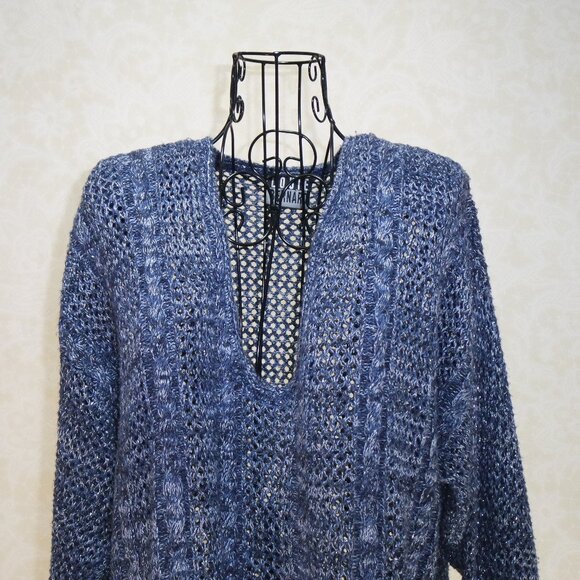 Louie Bernard VINTAGE Blue Silver PullOver Sweater XL/XXL - Picture 4 of 13